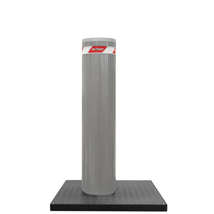 Picture showing a retractable electromechanical bollard manufactured by Pilomat