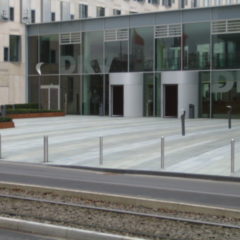 pilomat fixed stainless steel bollard in commercial area