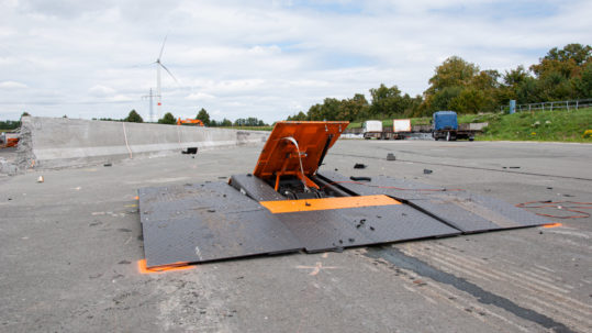 Image of Pilomat Road Blocker Mobile after crash-test IWA 14