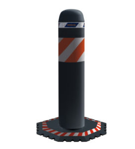 Picture of high security temporary bollard with reflecting strips