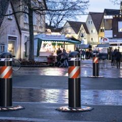 Temporary bollard to protect the street